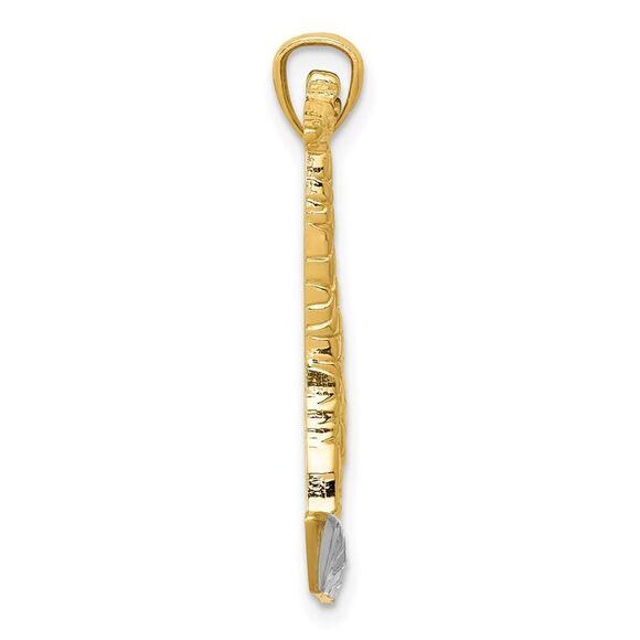 14K Yellow Gold and White Rhodium 2D Giraffe Pendant, 15 x 29mm